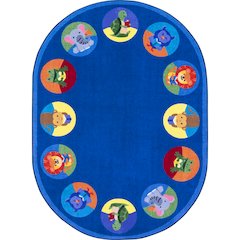 Kid Essentials Animal Readers 7'8" x 10'9" Oval Area Rug in Color Multi