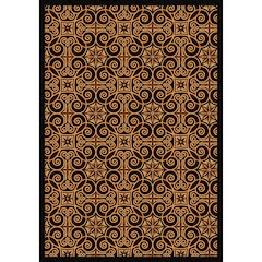 Any Day Matinee Antique Scroll 5'4" x 7'8" Area Rug in Color Black