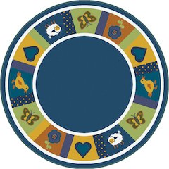 Kid Essentials Baby Blues 5'4" Round Area Rug in Color Bold
