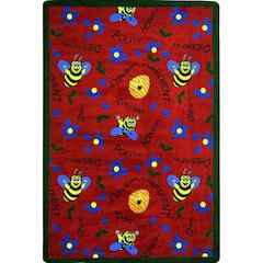 Kid Essentials Bee Attitudes 5'4" x 7'8" Area Rug in Color Red