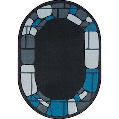 Kid Essentials BioStones 7'8" x 10'9" Oval Area Rug in Color Marine