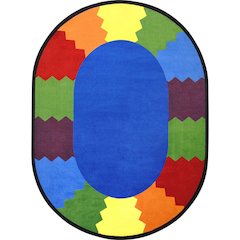 Kid Essentials Block Party 7'8" x 10'9" Oval Area Rug in Color Multi