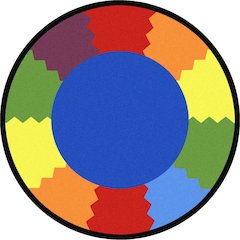 Kid Essentials Block Party 5'4" Round Area Rug in Color Multi