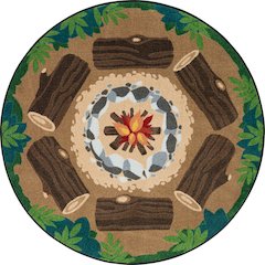 Campfire Fun 7'7" Round Area Rug in Color Multi