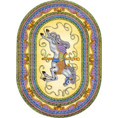 Kid Essentials Carousel 5'4" x 7'8" Oval Area Rug in Color Yellow