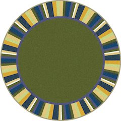 Kid Essentials Clean Green 5'4" Round Area Rug in Color Bold