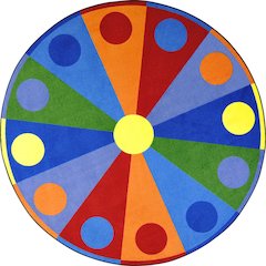 Kid Essentials Color Wheel 13'2" Round Area Rug in Color Multi