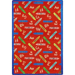 Playful Patterns Crayons 5'4" x 7'8" Area Rug in Color Red