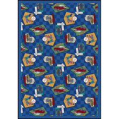 Kaleidoscope Fabulous Fifties 5'4" x 7'8" Area Rug in Color Blue