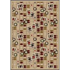 Games People Play Feeling Lucky 5'4" x 7'8" Area Rug in Color Beige