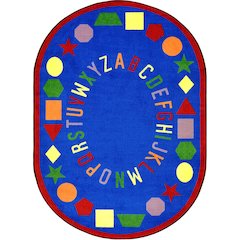 Kid Essentials First Lessons 7'8" x 10'9" Oval Area Rug in Color Blue