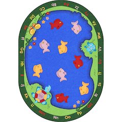 Kid Essentials Fishin' Fun 5'4" x 7'8" Oval Area Rug in Color Multi