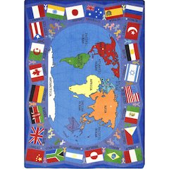 Kid Essentials Flags of the World 7'8" x 10'9" Area Rug in Color Multi