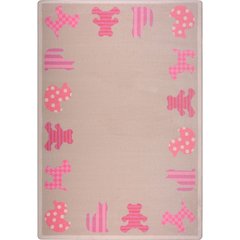 Kid Essentials Frisky Friends 5'4" x 7'8" Area Rug in Color Pink
