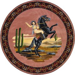 Cowboy Carpets Happy Trails 5'4" Round Area Rug in Color Multi