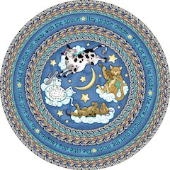 Kid Essentials Hey Diddle Diddle 5'4" Round Area Rug in Color Blue