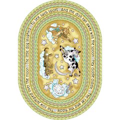 Kid Essentials Hey Diddle Diddle 5'4" x 7'8" Oval Area Rug in Color Yellow