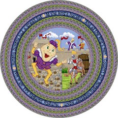 Kid Essentials Humpty Dumpty 5'4" Round Area Rug in Color Multi