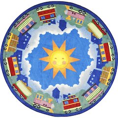 Kid Essentials In Training 5'4" Round Area Rug in Color Multi