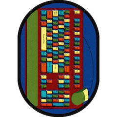 Kid Essentials Keyboard Connection 7'8" x 10'9" Oval Area Rug in Color Multi