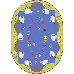 Kid Essentials Lamby Pie 7'8" x 10'9" Oval Area Rug in Color Multi