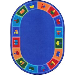 Kid Essentials Library Blocks 7'8" x 10'9" Oval Area Rug in Color Multi