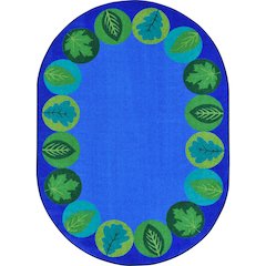 Kid Essentials Lively Leaves 10'9" x 13'2" Oval Area Rug in Color Multi