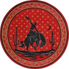 Cowboy Carpets Midnight Bronco 5'4" Round Area Rug in Color Multi