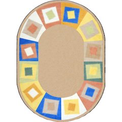 Kid Essentials Off Balance 7'8" x 10'9" Oval Area Rug in Color Softs