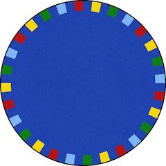 Kid Essentials On the Border 5'4" Round Area Rug in Color Brights