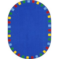 Kid Essentials On the Border 7'8" x 10'9" Oval Area Rug in Color Brights