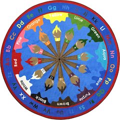 Kid Essentials Paint & Learn 5'4" Round Area Rug in Color Multi