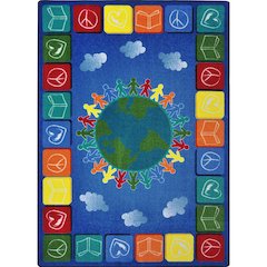 Kid Essentials Peace Love Books 7'8" x 10'9" Area Rug in Color Multi