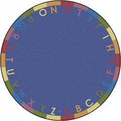 Kid Essentials Rainbow Alphabet 13'2" Round Area Rug in Color Pastel