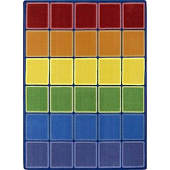 Kid Essentials Rainbow Blocks 10'9" x 13'2" Area Rug in Color Multi