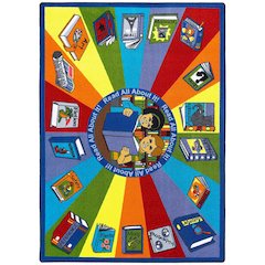 Kid Essentials Read All About It 7'8" x 10'9" Area Rug in Color Multi
