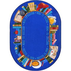 Kid Essentials Read to Succeed 7'8" x 10'9" Oval Area Rug in Color Multi