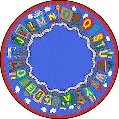 Kid Essentials Reading Train 13'2" Round Area Rug in Color Multi