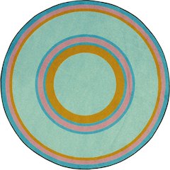 Kid Essentials Ripples 5'4" Round Area Rug in Color Teal