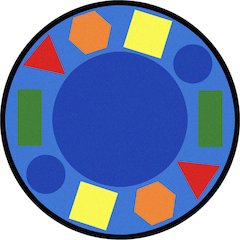 Kid Essentials Sitting Shapes 13'2" Round Area Rug in Color Multi