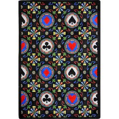 Games People Play Stacked Deck 5'4" x 7'8" Area Rug in Color Black