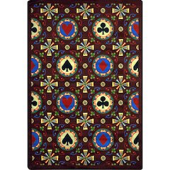 Games People Play Stacked Deck 5'4" x 7'8" Area Rug in Color Burgundy