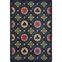 Games People Play Stacked Deck 5'4" x 7'8" Area Rug in Color Navy