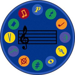 Kid Essentials Take Note 13'2" Round Area Rug in Color Multi