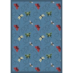 Kaleidoscope Wing Dings 5'4" x 7'8" Area Rug in Color Blue