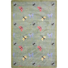 Kaleidoscope Wing Dings 5'4" x 7'8" Area Rug in Color Green