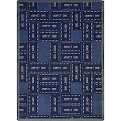 Any Day Matinee Admit One 7'8" x 10'9" Area Rug in Color Blue