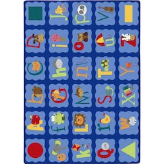 Kid Essentials Alphabet Blues 7'8" x 10'9" Area Rug in Color Multi