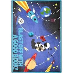 Kid Essentials Blast Off With a Good Book 10'9" x 13'2" Area Rug in Color Multi