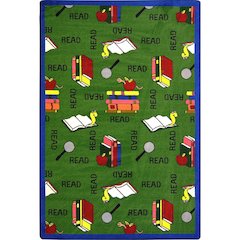 Kid Essentials Bookworm 7'8" x 10'9" Area Rug in Color Green